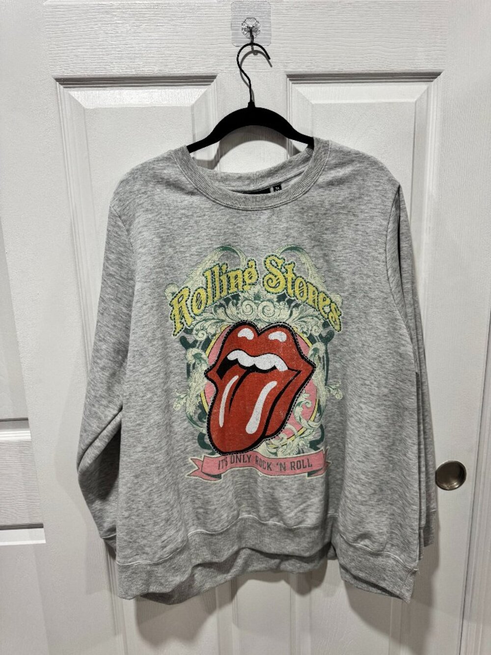 Rolling Stones Band Tongue Logo graphic gray sweatshirt crewneck 3X